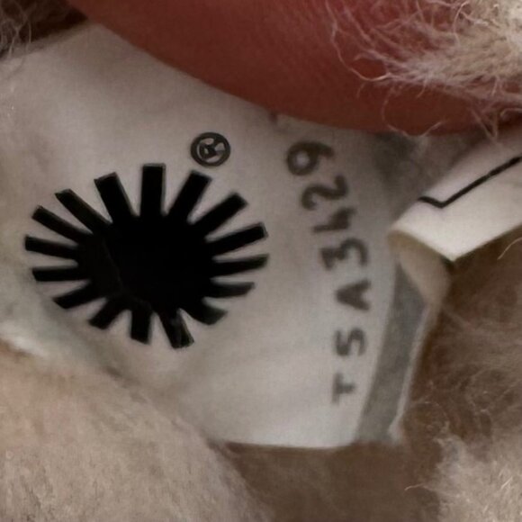 UGG Infant Girls Metallic Gold Sheepskin Bow Booties With Pom-Poms - Picture 10 of 11